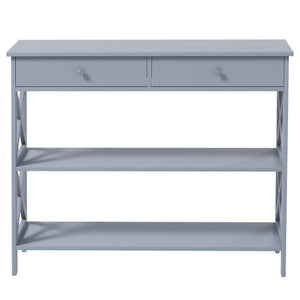 Modern Entryway Console Table with 2 Drawers and 2 Shelves, Sofa Table for Living Room, Hallway, Grey