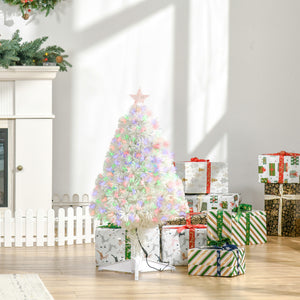 Sapin de Noël artificiel blanc pré-éclairé de 2,5 pieds avec fibre optique