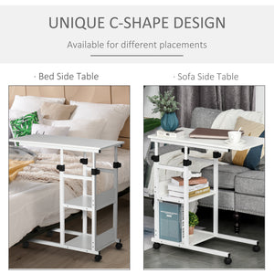 Bureau debout à hauteur réglable avec roulettes, blanc