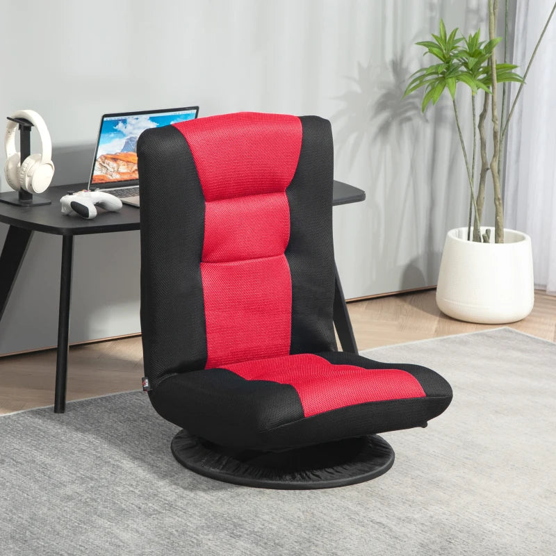 Chaise de sol pliante pivotante à 360 degrés, réglable sur 6 positions, rouge