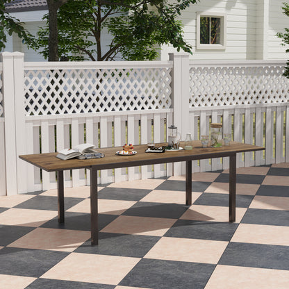 Table à manger extensible pour 6 à 8 personnes, avec bordure en aluminium et cadre en acier, marron