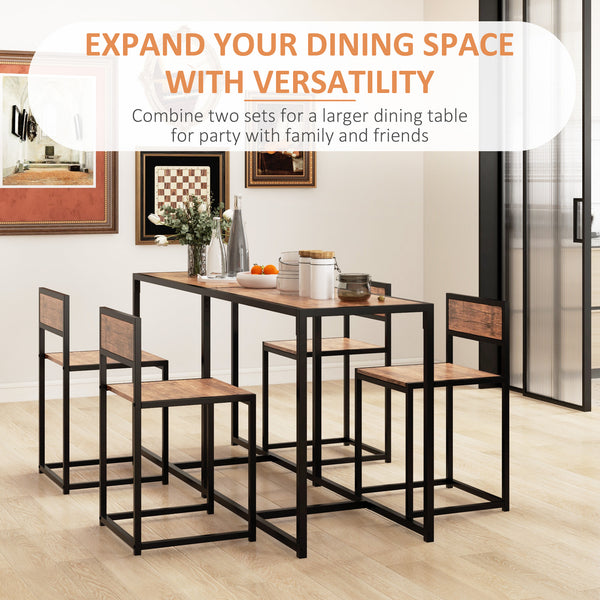 Ensemble table et chaises de salle à manger style industriel, pour 2 personnes, idéal pour les petits espaces.