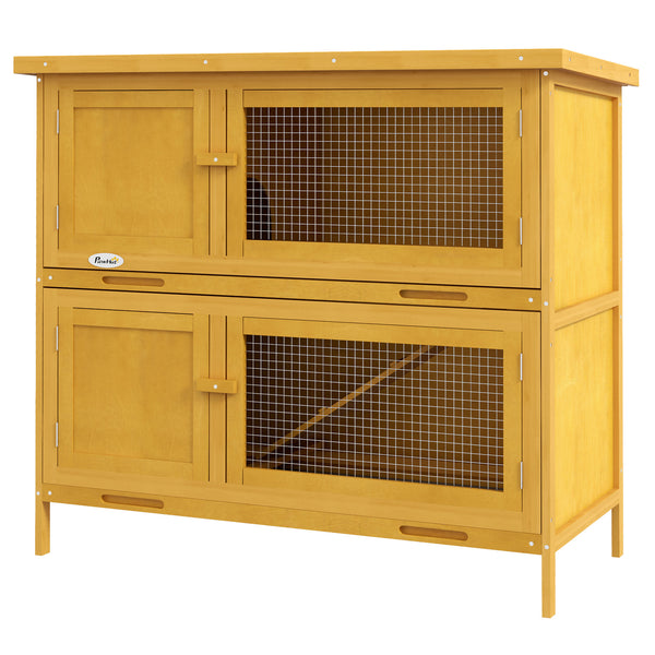 Clapier en bois avec 2 grandes niches principales