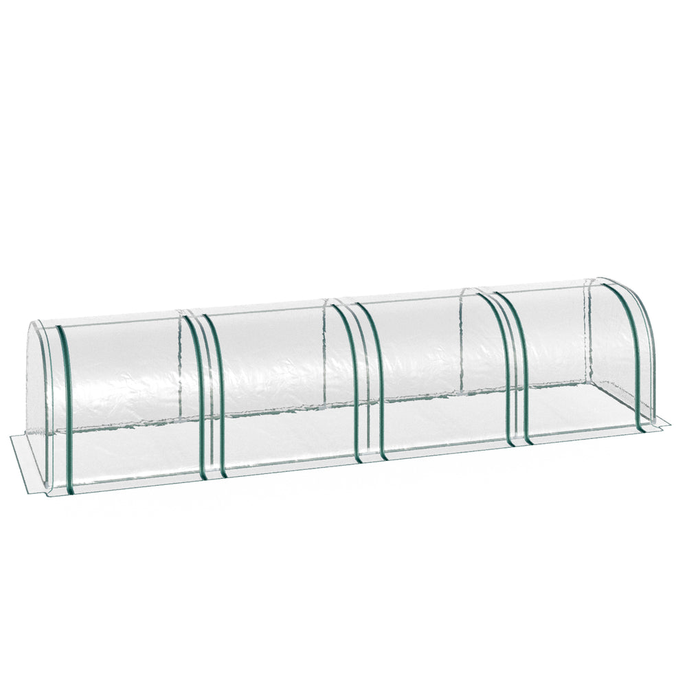 Serre tunnel portable avec 4 portes zippées, transparente