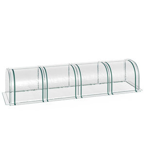 Portable tunnel greenhouse with 4 zippered doors, transparent