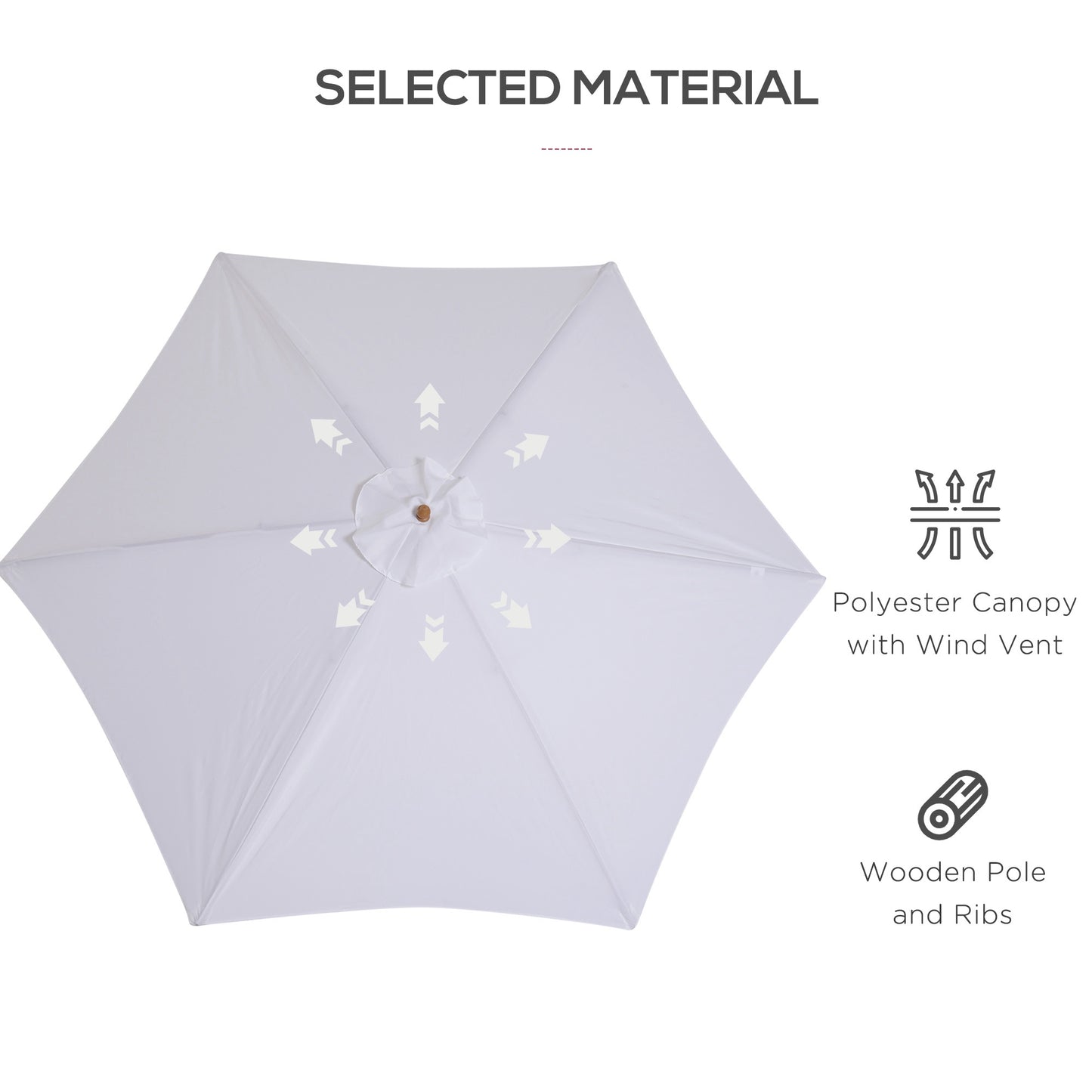 Outsunny 9' x 8' H Patio Umbrella, Hardwood Frame, Outdoor Beach Umbrella, White