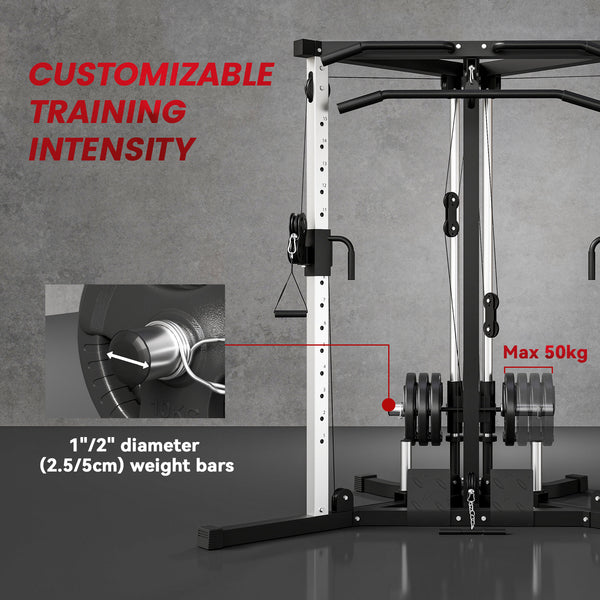 Appareil de musculation multifonctionnel avec barre de traction, station d'entraînement 15 positions