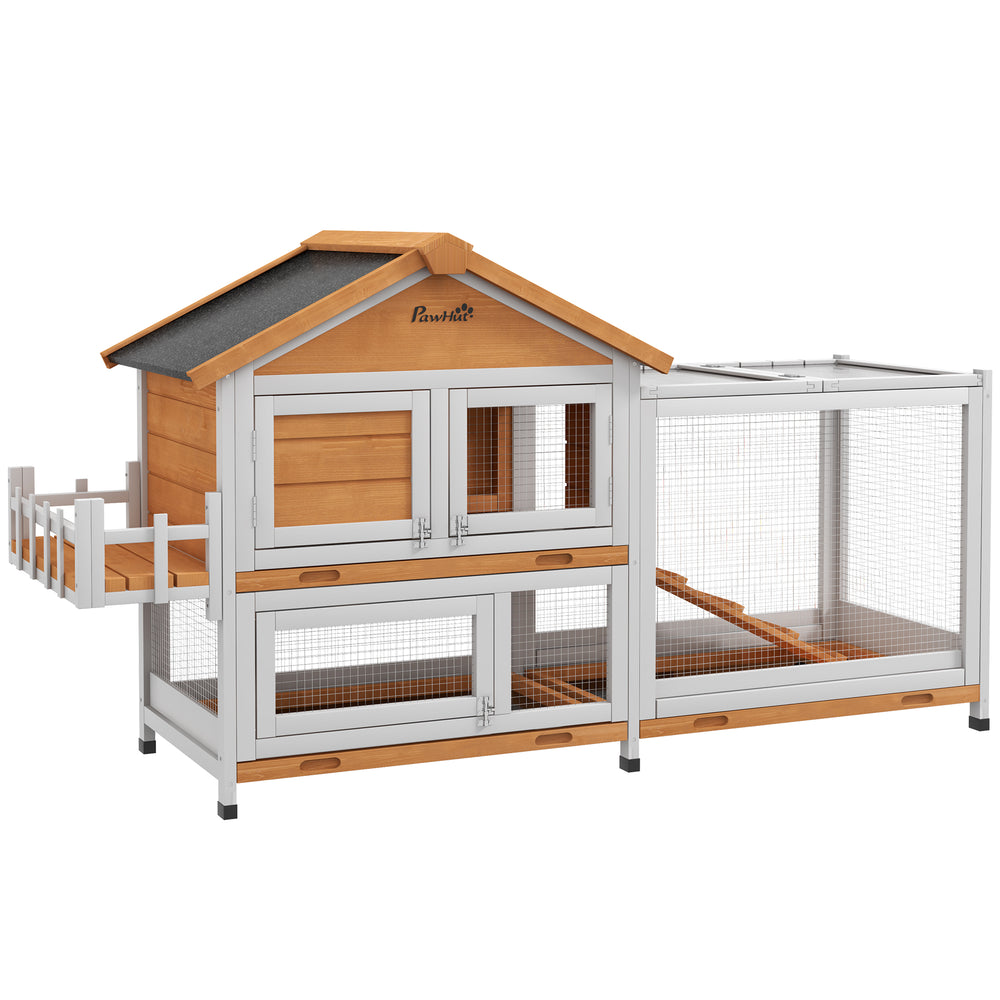 Clapier en bois 65" avec toit ouvrant et coffre de rangement