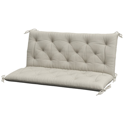 Coussin de banc de jardin 2 places, épais, antidérapant, doux, avec dossier, gris clair