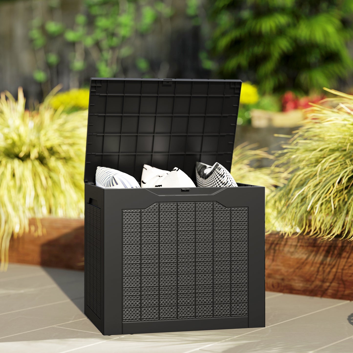 Coffre de rangement extérieur Outsunny 28 gallons, en résine avec poignées, étanche et résistant aux UV.