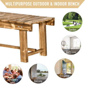 Banc de jardin d'extérieur en bois de sapin, carbonisé