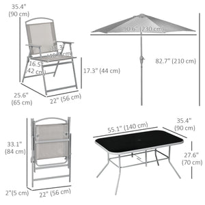 Ensemble de patio 8 pièces avec parasol, gris