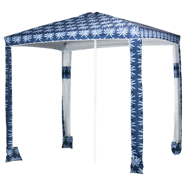 Parasol de plagede 6,5 pieds, bleu foncé