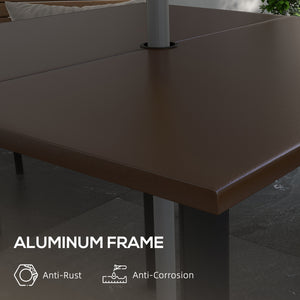 Table de jardin avec trou pour parasol, marron