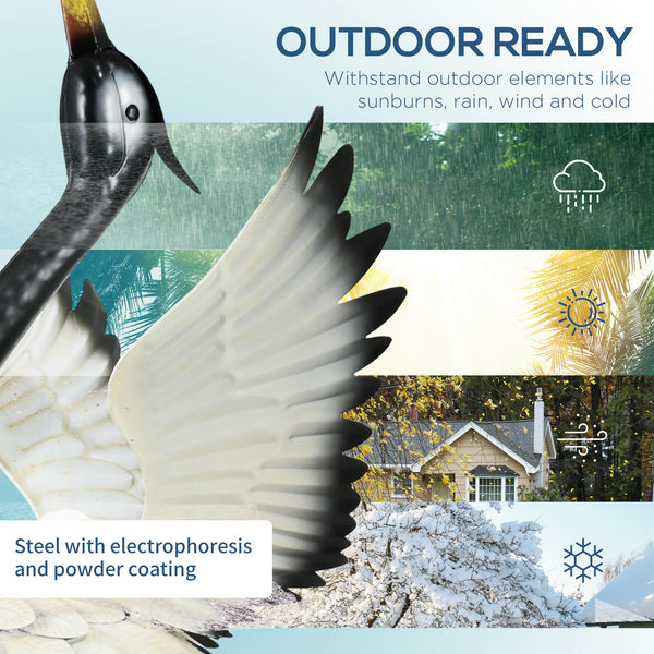 Ensemble de 2 statues de hérons, blanc et noir