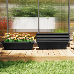 Lot de 7 pots de fleurs rectangulaires allongés, noir