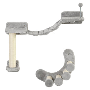 Étagère murale pour chat avec griffoir, échelle souple et balle de jeu, grise