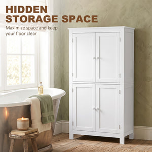Armoire de salle de bain à 4 portes, blanche