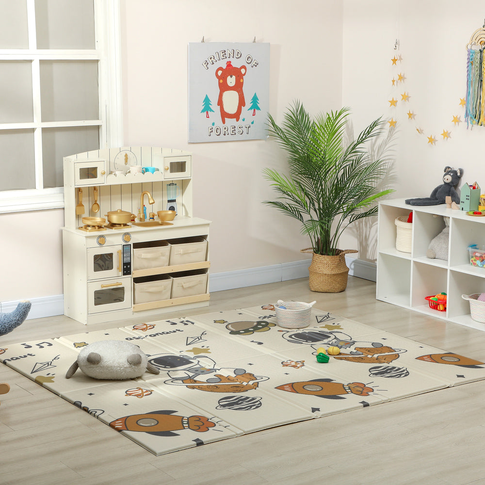 Tapis de jeu réversible et imperméable, pliable, motif astronaute et planète