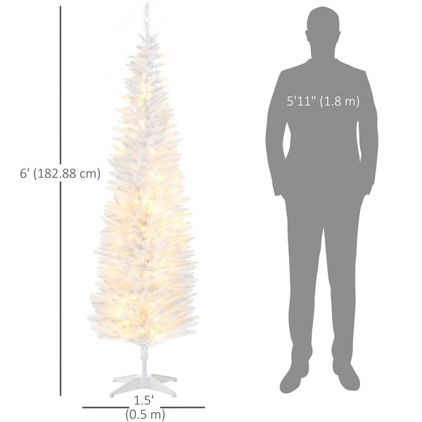 Sapin de Noël artificiel blanc de 6 pieds avec lumières LED blanc chaud