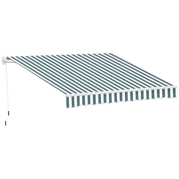 8' x 7' Retractable Awning, Patio Awnings, Sunshade Shelter with 280 g/m² UV & Water-Resistant Fabric and Aluminum Frame for Deck, Balcony, Yard, Green and White