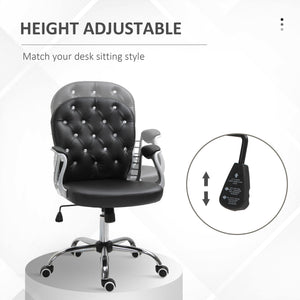 Office chair with padded seat and tufted backrest, black