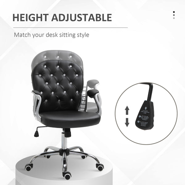 Office chair with padded seat and tufted backrest, black