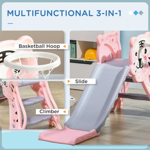 Toboggan 3 en 1 pour tout-petits motif lion rose