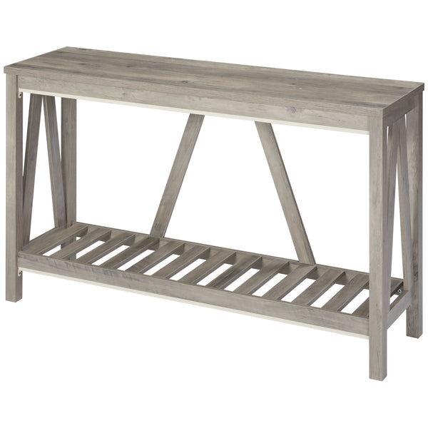 Rustic Style Entryway Table with Storage Shelf for Living Room and Hallway, Distressed Gray
