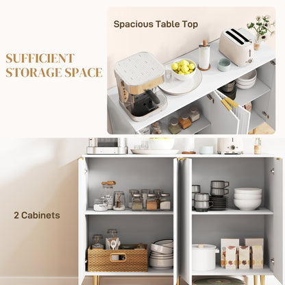 Meuble de rangement de cuisine moderne, buffet avec étagères réglables, blanc
