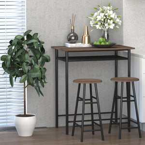 3-piece high table set including a storage shelf and a footrest in metal, black and oak. 