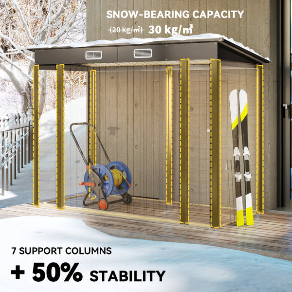 Abri de jardin galvanisé avec double porte et 2 aérations, chêne