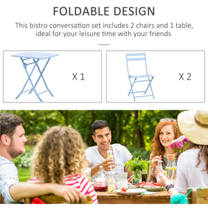 3-piece garden bistro set, blue