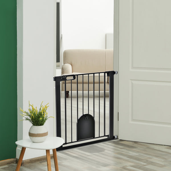 Barrière de sécurité extra large avec petite porte, noire