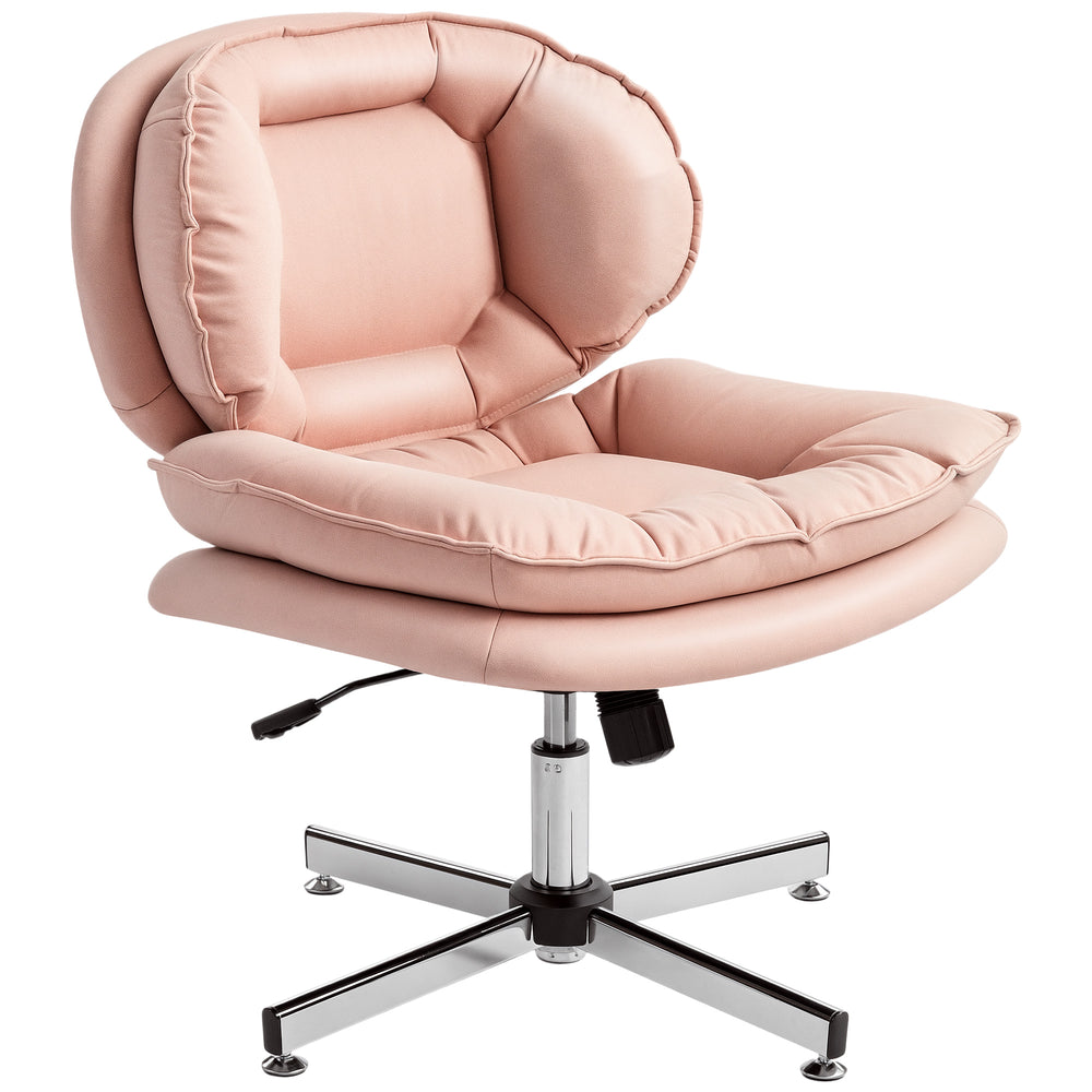 Chaise de bureau sans accoudoirs revêtue de similicuir, rose