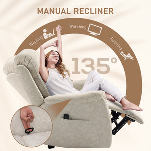 Fauteuil inclinable manuel avec massage par vibrations, beige
