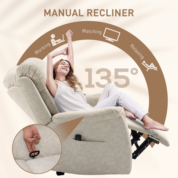 Fauteuil inclinable manuel avec massage par vibrations, beige