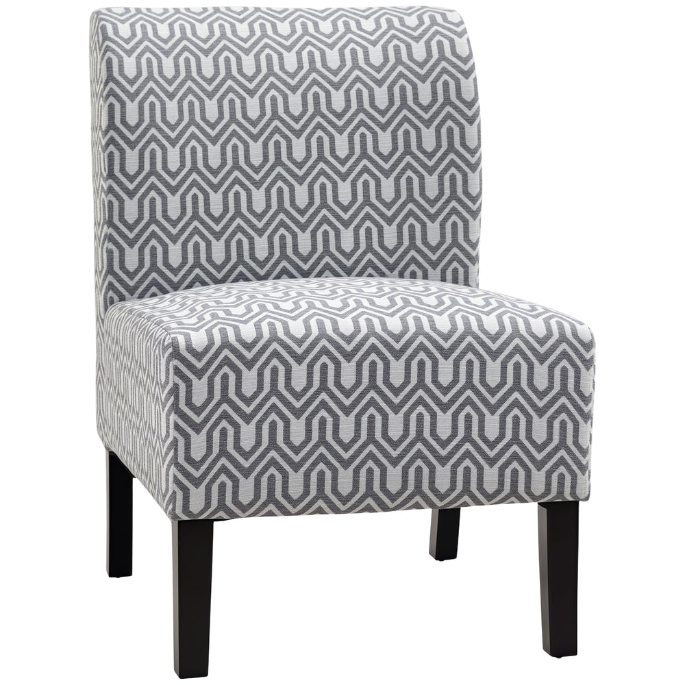 Fauteuil d'appoint sans accoudoirs avec pieds en bois, gris