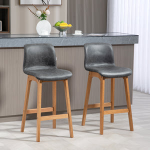 Set of 2 modern bar stools, grey