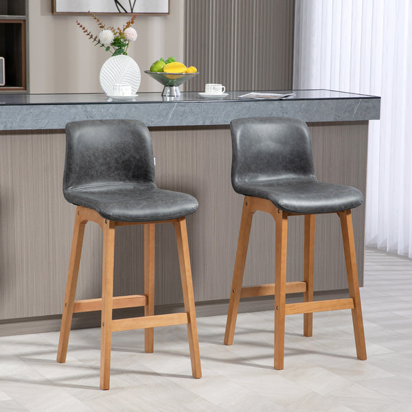 Set of 2 modern bar stools, grey