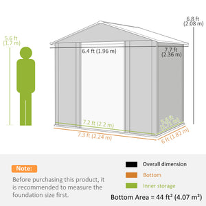 Abri de jardin extérieur en métal avec serrure et ventilation, marron foncé