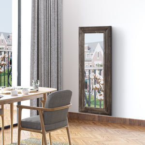 Miroir pleine longueur style farmhouse, marron foncé