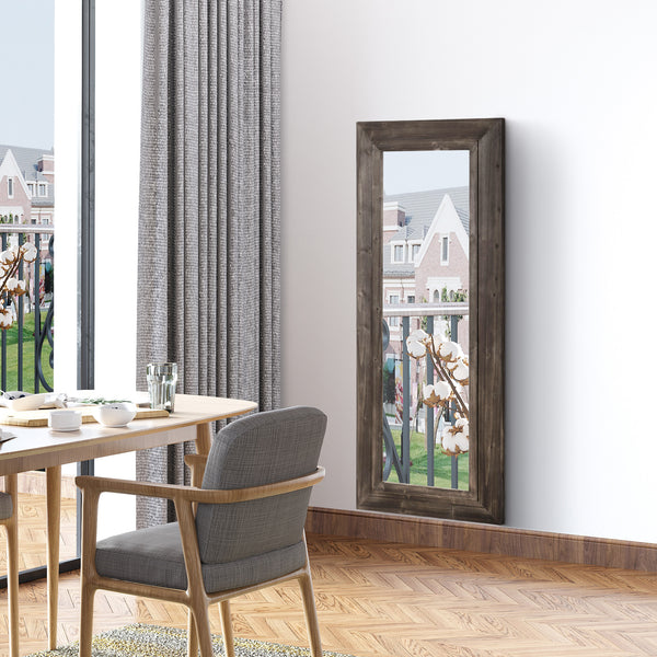 Miroir pleine longueur style farmhouse, marron foncé