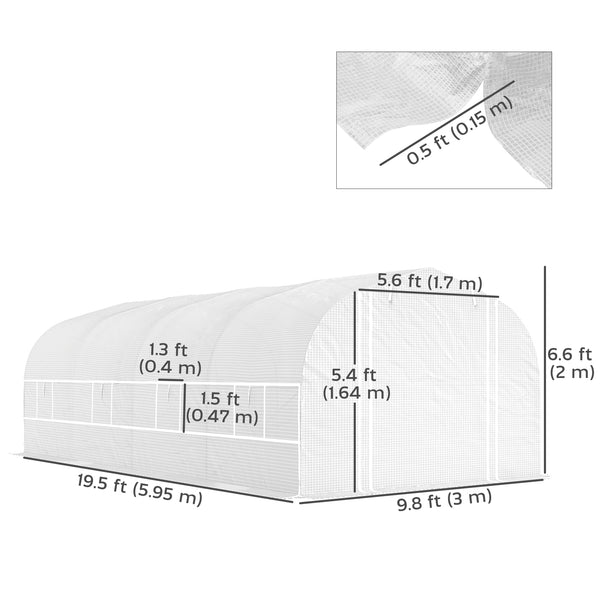 Serre tunnel d'extérieur avec parois latérales en filet enroulable