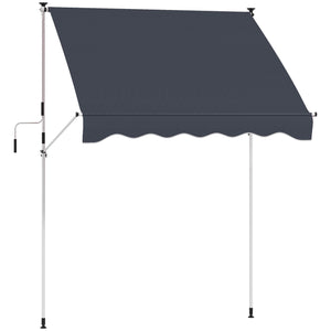 6.6'x5' Manual Retractable Patio Awning Sun Shelter Window Door Deck Canopy, Water Resistant UV Protector, Black