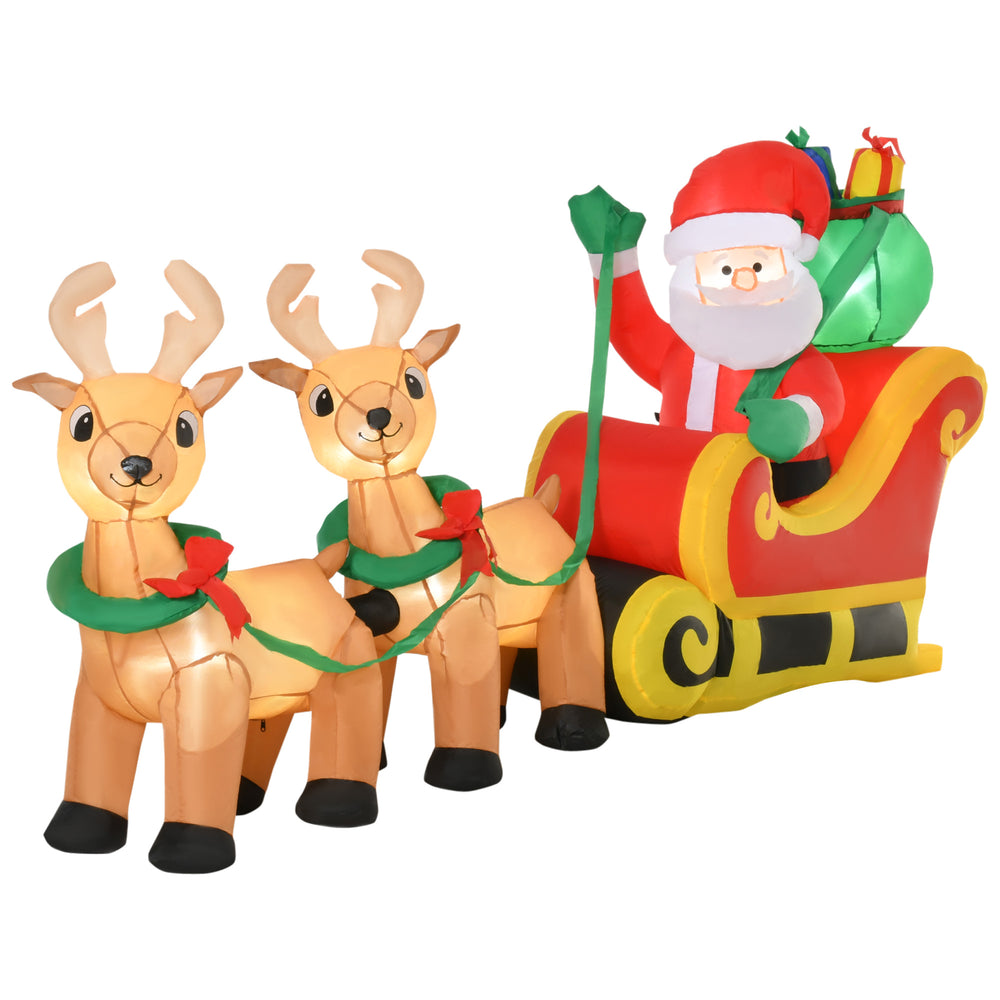 Gonflables de Noël Père Noël avec traîneau et renne de 8 pieds