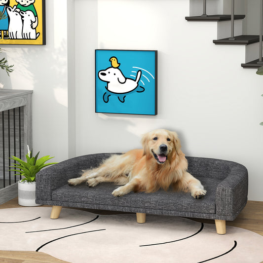 Canapé pour grands chiens avec housse lavable et coussinets antidérapants, gris foncé