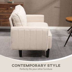Canapé 2 places en lin avec assise et dossier rembourrés, beige