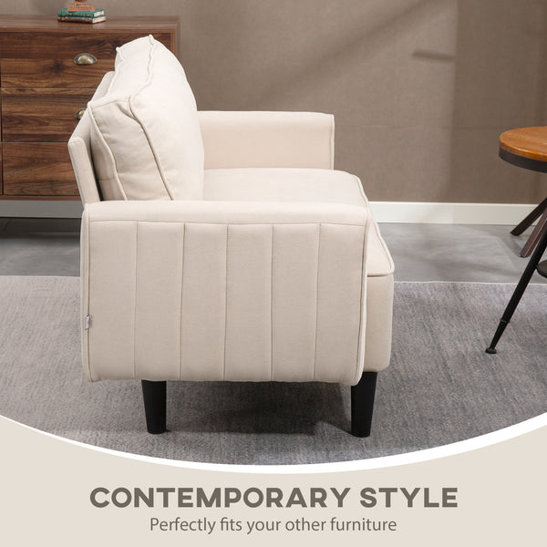 Canapé 2 places en lin avec assise et dossier rembourrés, beige