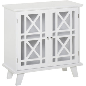 Buffet avec portes ajourées et étagère, blanc